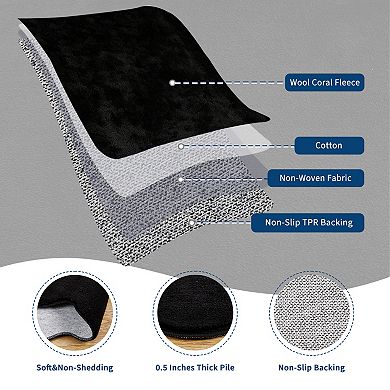 Scalloped Solid Ultra-Soft Washable Rug Indoor Thick Plush Non Slip Easy Clean Fuzzy Fluffy Carpet