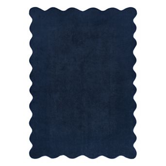 Scalloped Solid Ultra-Soft Washable Rug Indoor Thick Plush Non Slip Easy Clean Fuzzy Fluffy Carpet