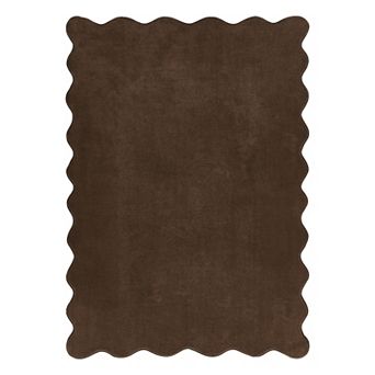 Scalloped Solid Ultra-Soft Washable Rug Indoor Thick Plush Non Slip Easy Clean Fuzzy Fluffy Carpet
