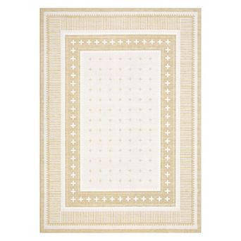 Bordered Cute Washable Area Rug with Rubber Backing Foldable Stain-Resistant Non-Slip Carpet