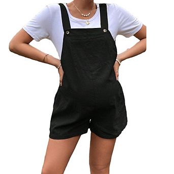 Women's Maternity Short Overalls Casual Bib Jumpsuits with Pockets