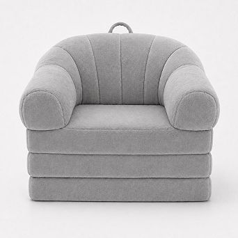 Cozy Faux Fur Folding Couch Sofa, 2 in 1 Convertible Floor Chair Bed for Living Room Apartment