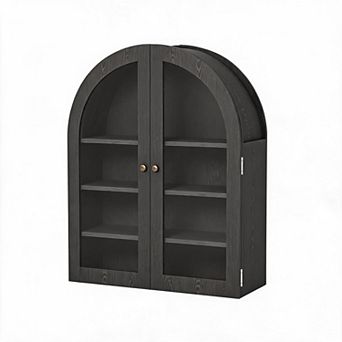Arched Bathroom Wall Cabinet, Wooden Medicine Storage Cabinet Over Toilet with 2 Doors