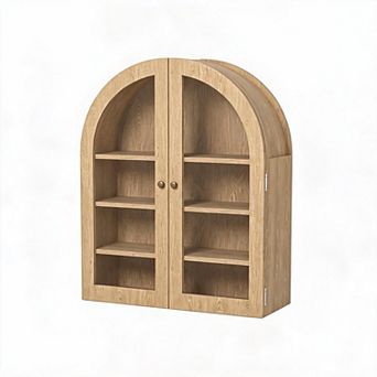 Arched Bathroom Wall Cabinet, Wooden Medicine Storage Cabinet Over Toilet with 2 Doors