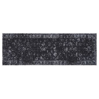 Washable Vintage Floral Rug Low Pile Area Rug Non Slip Mat Stain Resistant Carpet for Living Room