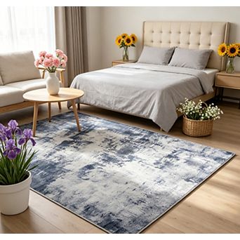 Modern Abstract Area Rug Washable Rug Stain Resistant Carpet Living Room Rug Folding Area Rug