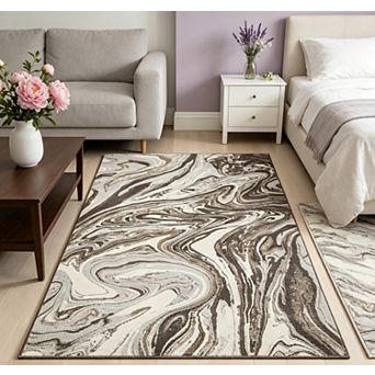 Modern Abstract Washable Area Rug mark Resistant Folding Carpet for Living Room Dining Roo, Bedroom,