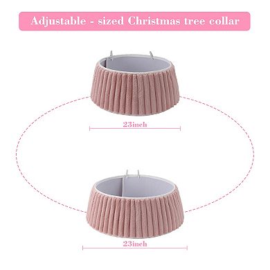 Christmas Tree Collar Soft Plush Tree Skirt with Stripe Textured Pattern for Xmas Holiday Decor