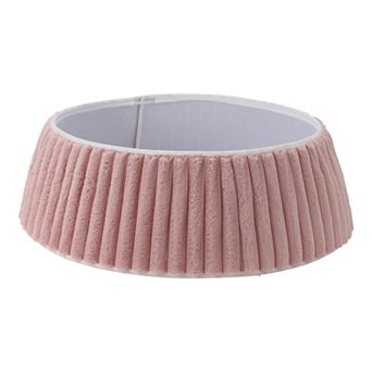 Christmas Tree Collar Soft Plush Tree Skirt with Stripe Textured Pattern for Xmas Holiday Decor