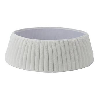Christmas Tree Collar Soft Plush Tree Skirt with Stripe Textured Pattern for Xmas Holiday Decor