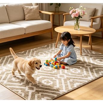 Washable Rugs Area Rugs for Living Room Rugs for Bedroom Dining Room Rug Geometric Trellis Rug