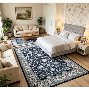 Vintage Living Room Area Rug Washable Oriental Traditional Distressed Farmhouse Rugs for Home