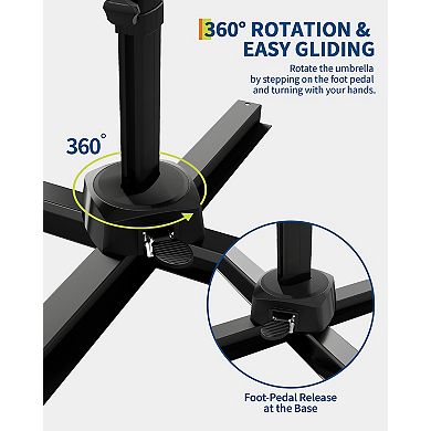 10FT Cantilever Patio Umbrella with Solar LED Lights & Base
