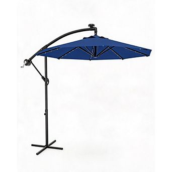 10FT Cantilever Patio Umbrella with Solar LED Lights