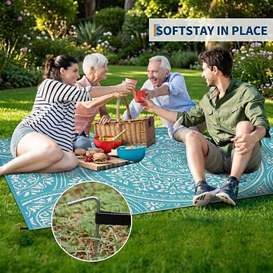 Reversible Plastic Outdoor Rug - Easy to Clean, Waterproof Garden Mat