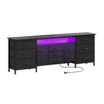 TV Stand with RGB LED Lights & 13-Drawer Dresser Entertainment Center with Storage for Living Room