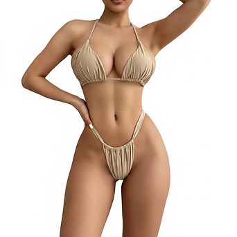Bikini Sets for Women Two Piece High Cut Bathing Suit Ruched Swimsuit