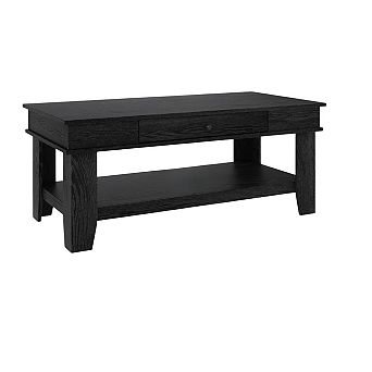 Farmhouse Coffee Table with Storage, Coffee Table with Drawer & Open Storage Shelf