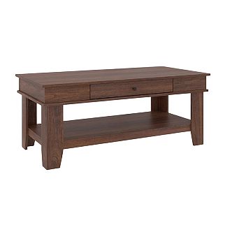 Farmhouse Coffee Table with Storage, Coffee Table with Drawer & Open Storage Shelf