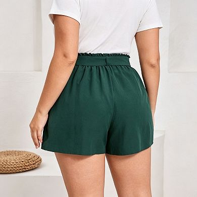 blueming Plus Size Women's Summer Maternity Shorts High Waist Belly Support Pockets