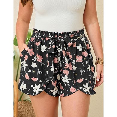 blueming Plus Size Women's Summer Maternity Shorts High Waist Belly Support Pockets