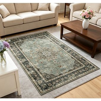 Vintage Living Room Area Rug Soft Washable Oriental Traditional Distressed Farmhouse Rugs