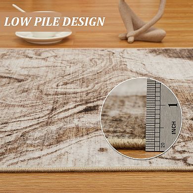Washable Boho Rug Modern Abstract Low Pile Non-Slip Carpet for Bedroom Entryway Office Dining Table