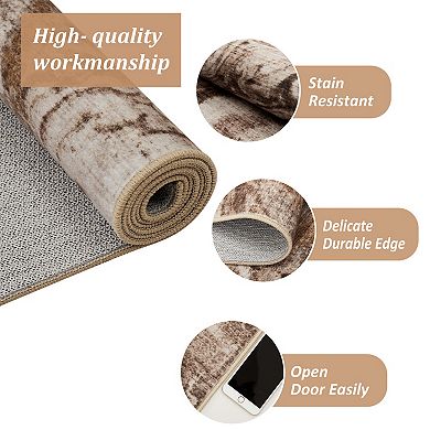 Washable Boho Rug Modern Abstract Low Pile Non-Slip Carpet for Bedroom Entryway Office Dining Table