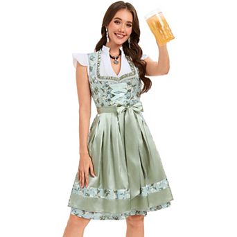 Women's German 3 pc Dirndl Beer Dress Costumes for Bavarian Oktoberfest Carnival