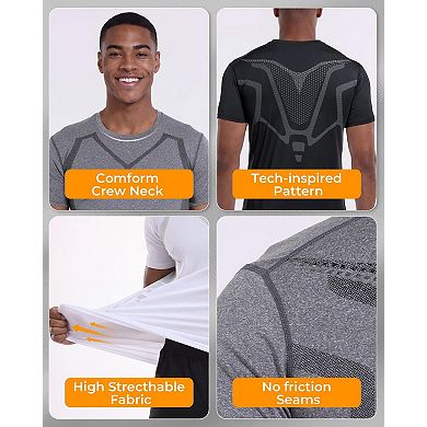 5 Pack Mens Workout Shirts Short Sleeve Gym Running Athletic Tee