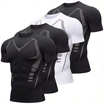 5 Pack Mens Workout Shirts Short Sleeve Gym Running Athletic Tee