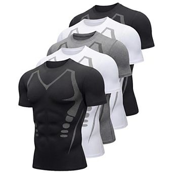 5 Pack Mens Workout Shirts Short Sleeve Gym Running Athletic Tee