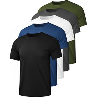 5 Pack Men Mesh Workout Shirts Dry Fit Athletic T-shirt