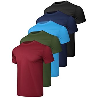 5 Pack Men Athletic Running Gym Quick Dry Short Sleeve Performance T Shirt