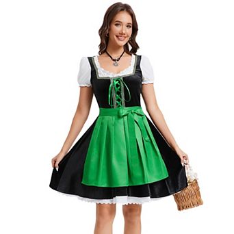 Womens Dress Oktoberfest Costume German Bavarian Beer Dirndl 2 pc Dress