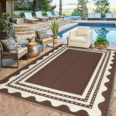 Waterproof Reversible Outdoor Rug, Durable Plastic Patio Carpet, Easy-Clean, Versatile Mat