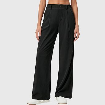 Women Wide Leg Pants Pull on High Waisted Casual Business Work Dress Trousers Slacks