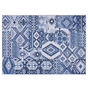 Washable Vintage Patchwork Rug Non Slip Rug Throw Floor Cover Foldable Carpet