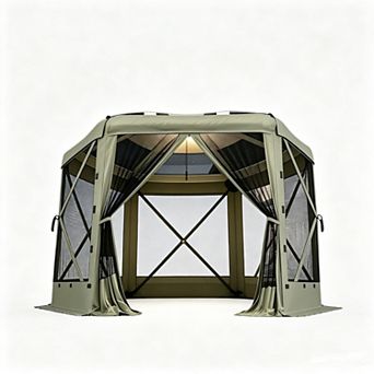13x13 FT Pop-Up Gazebo Canopy, Outdoor Hexagonal Screen Tent for 8-10 People