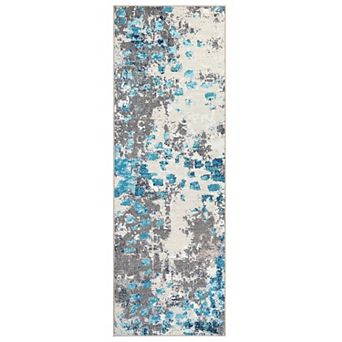 Modern Abstract Painterly Washable Area Rug Ultra Thin Low-Pile Stain Resistant Soft Carpet