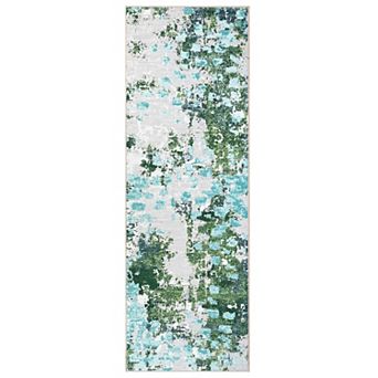 Modern Abstract Painterly Washable Area Rug Ultra Thin Low-Pile Stain Resistant Soft Carpet