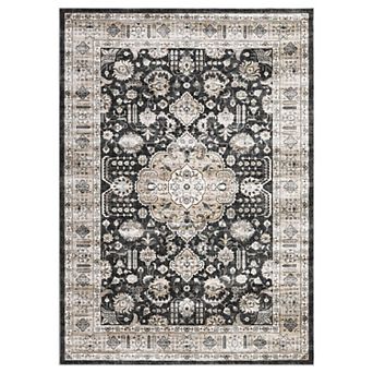 Vintage Floral Machine Washable Area Rug Soft Non-Slip Wear-Resistant Carpet for Bedroom Living Room