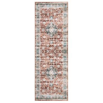 Vintage Floral Machine Washable Area Rug Soft Non-Slip Wear-Resistant Carpet for Bedroom Living Room