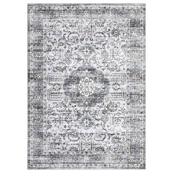 Vintage Floral Machine Washable Area Rug Soft Non-Slip Wear-Resistant Carpet for Bedroom Living Room