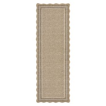 Solid Scalloped-Edge Machine Washable Area Rug Foldable Soft Low-Pile Wear-Resistant Carpet