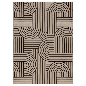 Abstract Line Geometric Area Rug Machine Washable Non-Slip Low-Pile Pet-Friendly Carpet