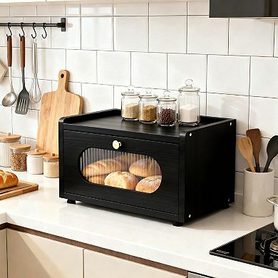 Bread Box for Kitchen Countertop, Wooden Breadbox Holder Container, Small Counter Top Breadbox