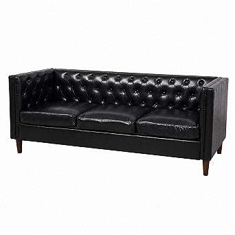 81" Modern Leather Couch for Living Room, with Deep Seat, Handmade Button Tufted Sofa,3 Seat Couch