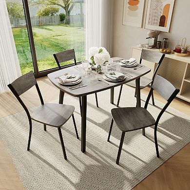 5 Piece Dining Table Set for 4, 43" Kitchen Table and Chairs Set of 4, Dining Room Table Set