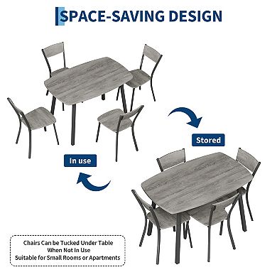 5 Piece Dining Table Set for 4, 43" Kitchen Table and Chairs Set of 4, Dining Room Table Set